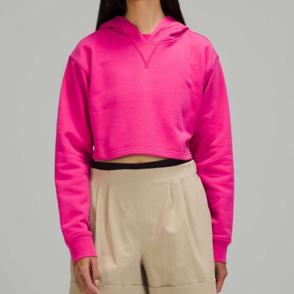 Lululemon All Yours Cropped Hoodie, Sonic Pink, Size 6 - Picture 1 of 5